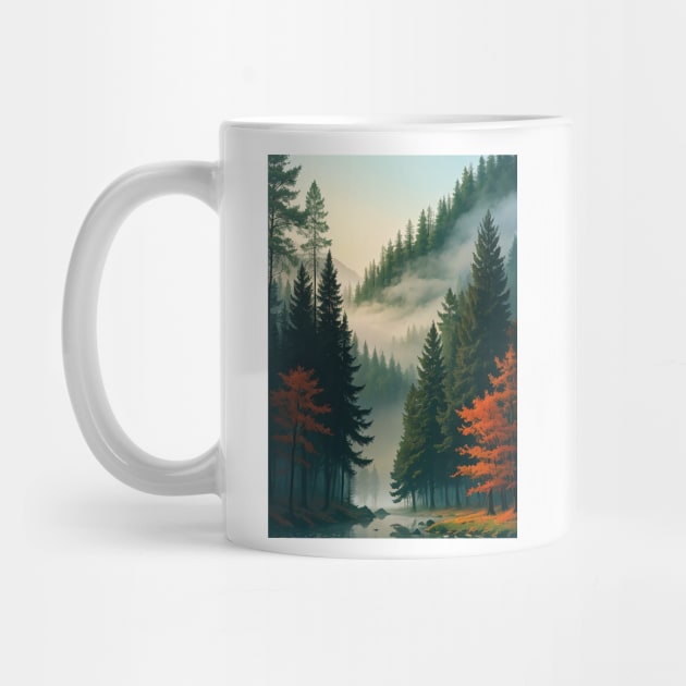 Misty PNW Woods with Pine Trees by CursedContent